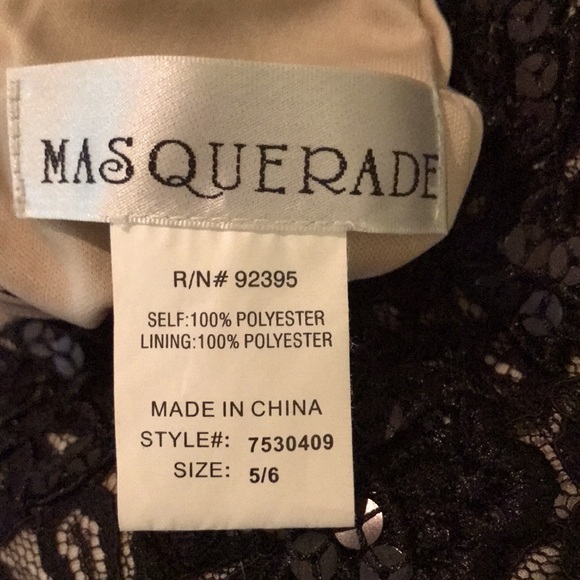 Masquerade fancy women’s dress. Size 5/6. Black sequin overlay on tan mesh. - Picture 6 of 6
